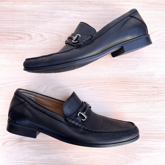 Johnston & Murphy Men's Black Baldwin Horse bit Sheepskin loafers, Size 11.5 - Picture 2 of 11